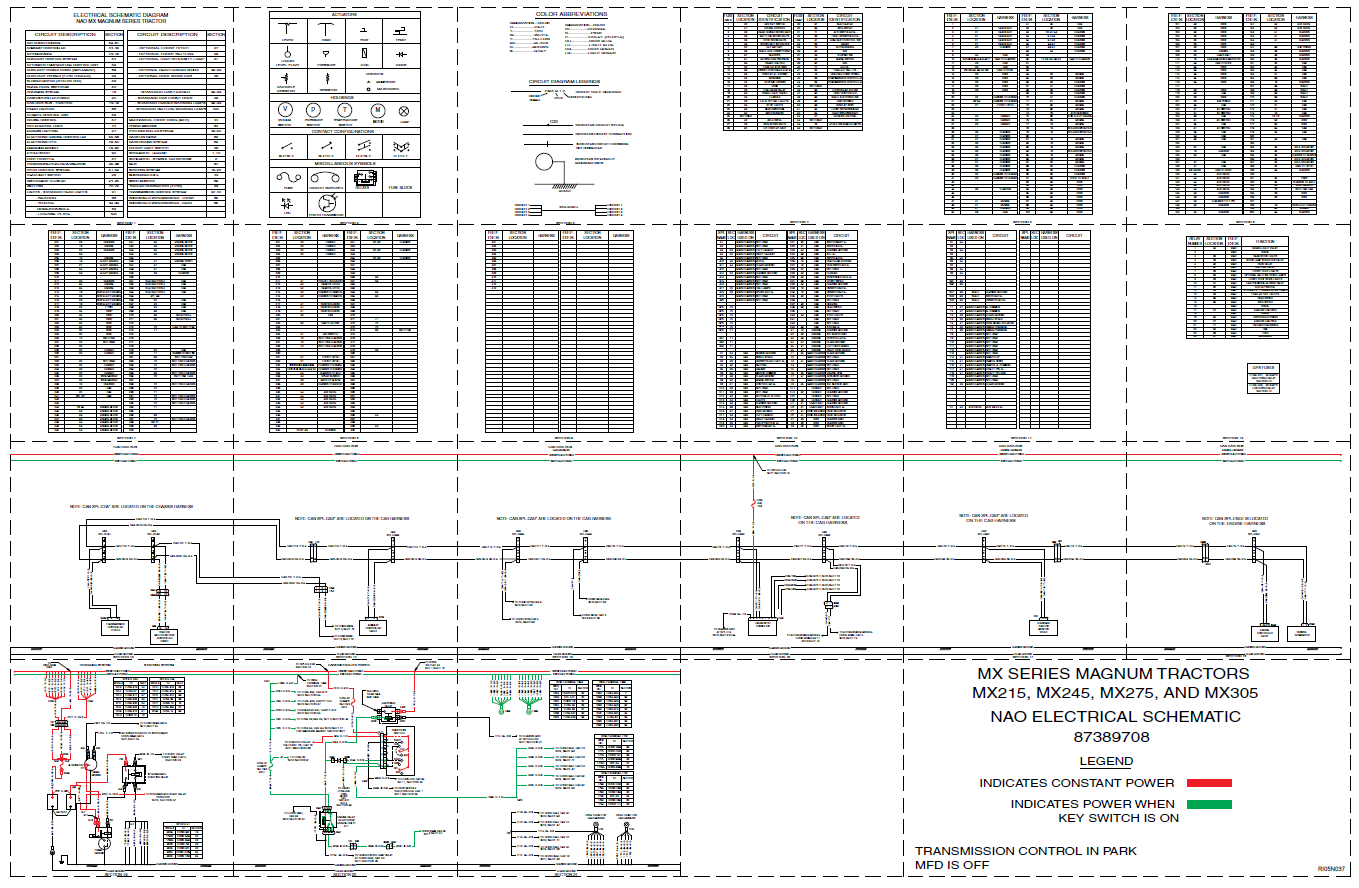 Case IH MX Series Magnum 215 245 275 305 Tractors Complete Wiring Diagram Electrical System Schematics