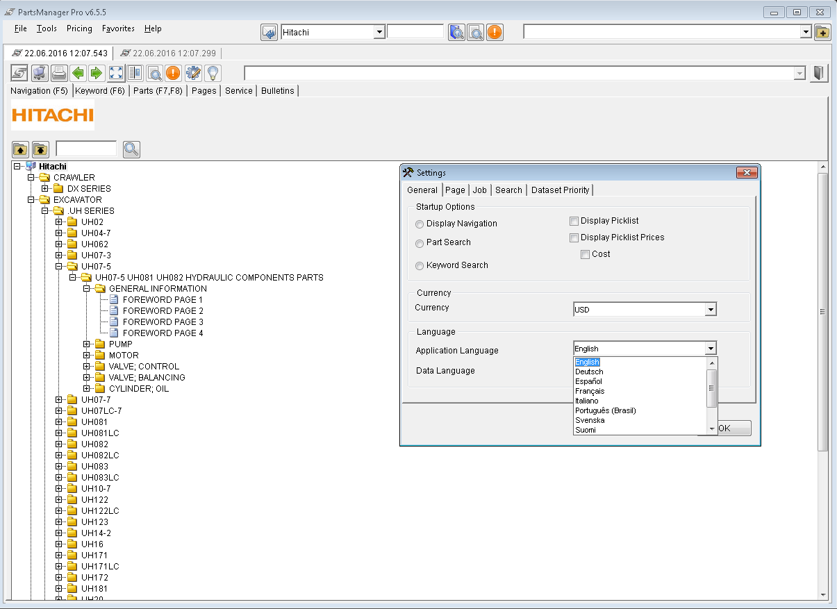 Hitachi Parts Manager Pro v6.5.5 EPC -Hitachi alle modellen onderdelenhandleidingen Software 2017 - Online Installation Service inbegrepen!