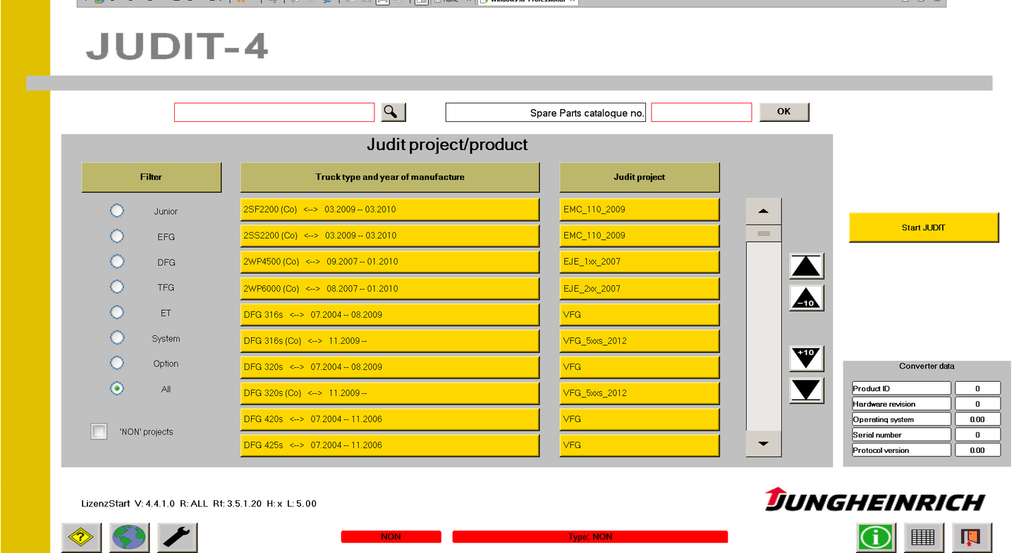 Jungheinrich Judit -4 diagnostische software voor alle Jungheinrich Fork Liften - v4.36 Nieuwste versie 2022