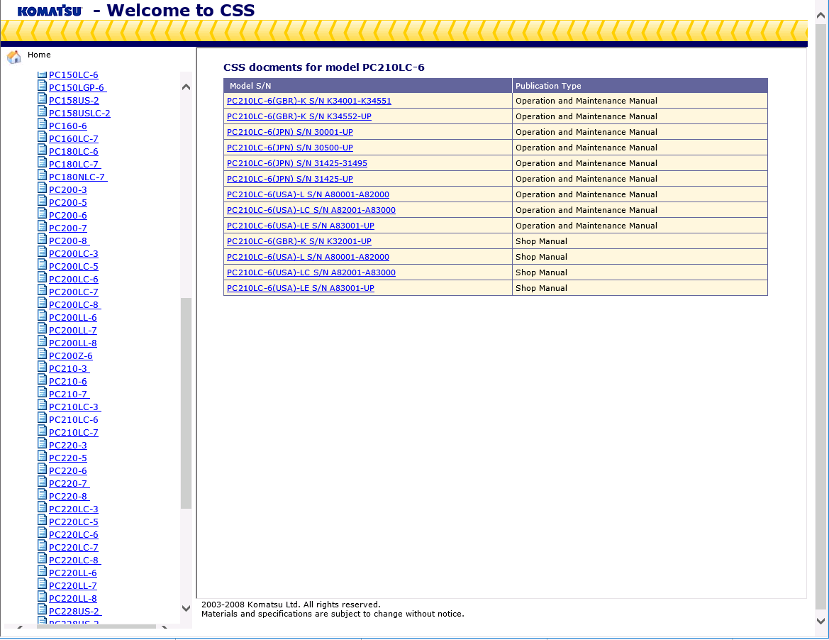 
                  
                    Komatsu CSS 2019-ALLE Serviceanleitungen & Betriebs-und Wartungshandbücher für Komatsu Software-Alle Modelle & Seriennummern Bis 2019
                  
                