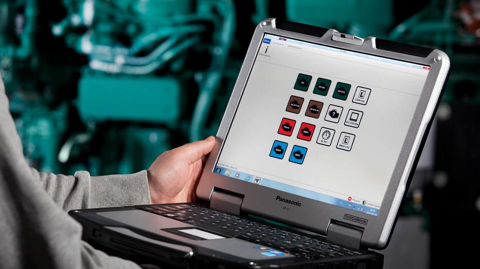 Le kit de diagnostic de Volvo Penta Vodia5 comprend une interface vocale 88890300 - Inclure VODIA5 Software & Panasonic CF-52 Ordinateur portable