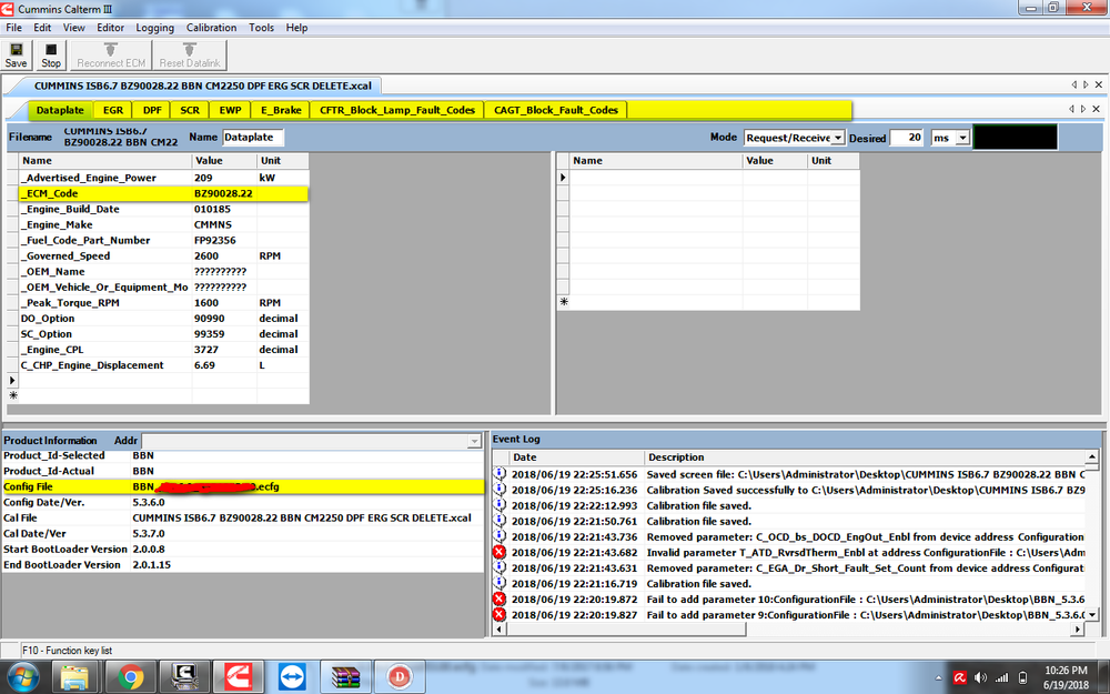 ISB6.7 BZ90028.22 BBN CM2250 DPF EGR SCR DELETE Incluir archivo de pantalla