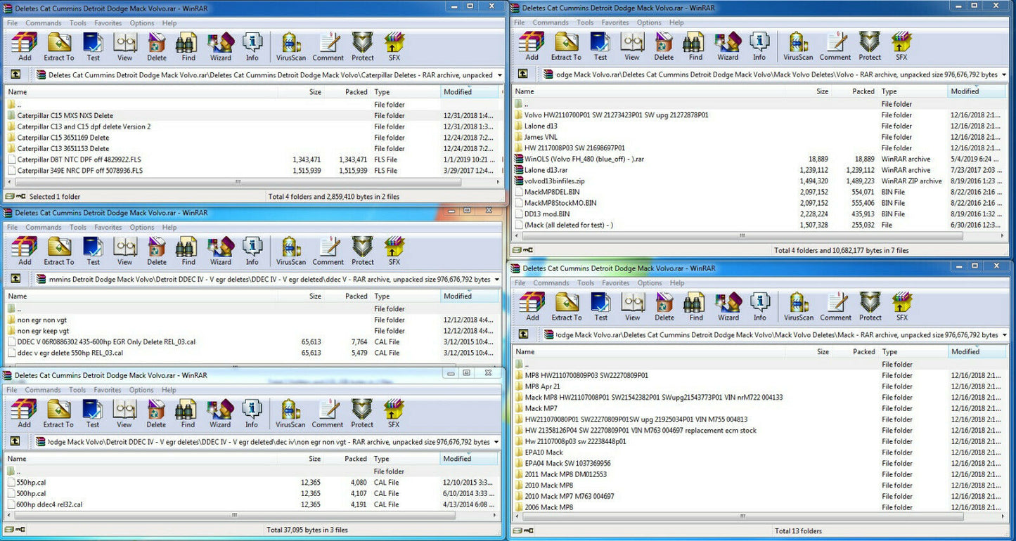 Deletes Cummmins Detroit Dodge Mack Volvo Collection of DELETE files