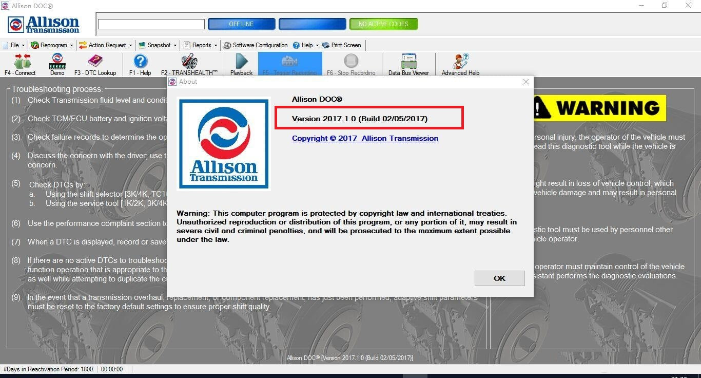 
                  
                    Universal Allison DOC for PC 2017 Diagnostic Software- Latest Version 2017 - Highest Level Activation - Full Online Installation & And Activation Service !
                  
                