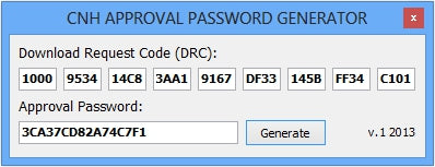 CNH APPROVAL PASSWORD GENERATOR V1 - For New Holland Case IH And More !